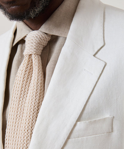 Todd Snyder Italian Cotton Open Weave Knit Tie - Cream