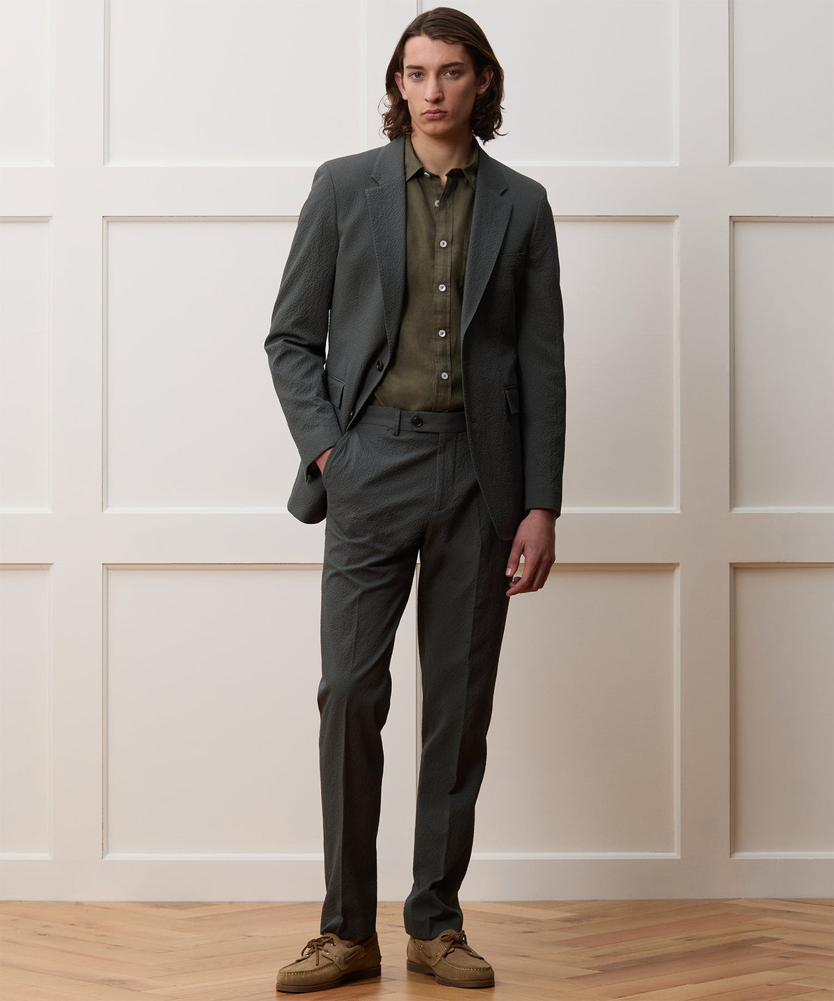 Todd Snyder Italian Seersucker Sutton Jacket - Olive