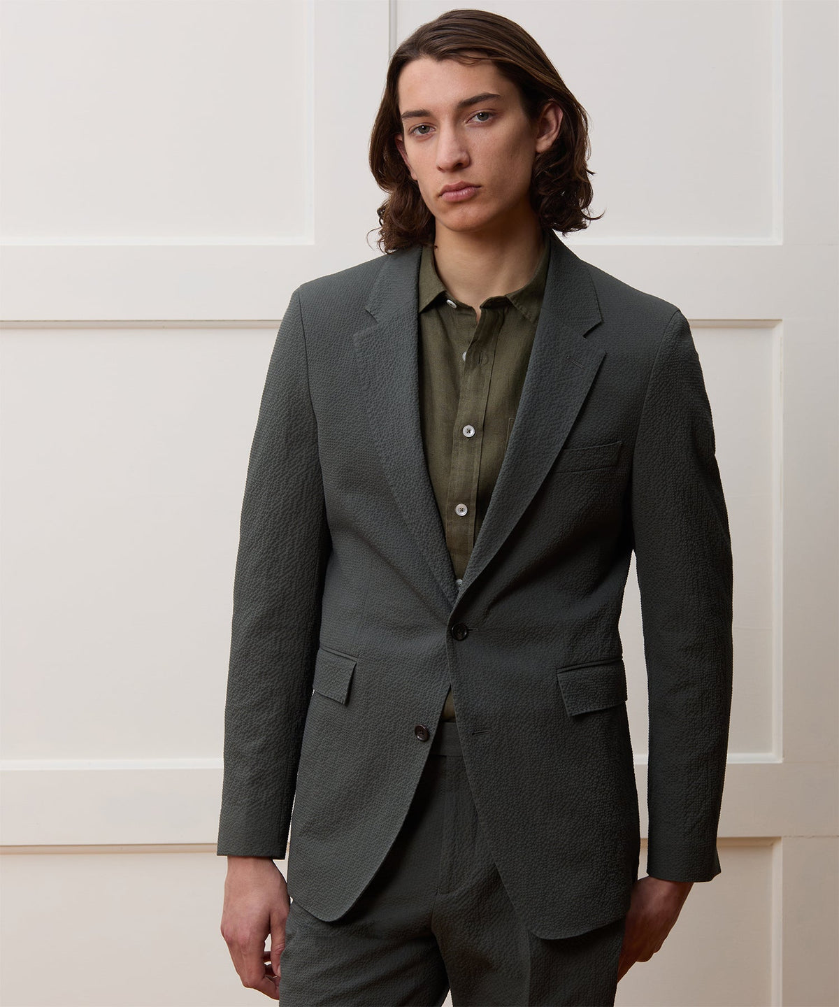 Todd Snyder Italian Seersucker Sutton Jacket - Olive