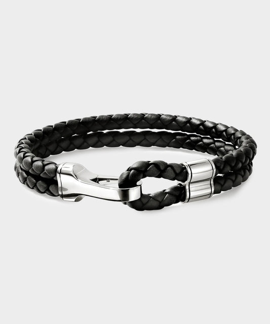 Todd Snyder John Hardy Sterling Silver Leather Double Row Bracelet - Black