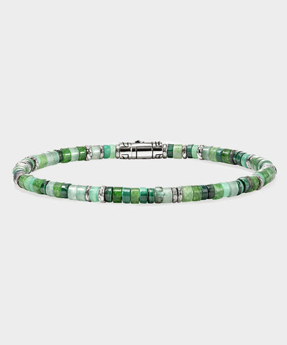 Todd Snyder John Hardy Green Emerald Sterling Silver Heishi Bracelet - Green