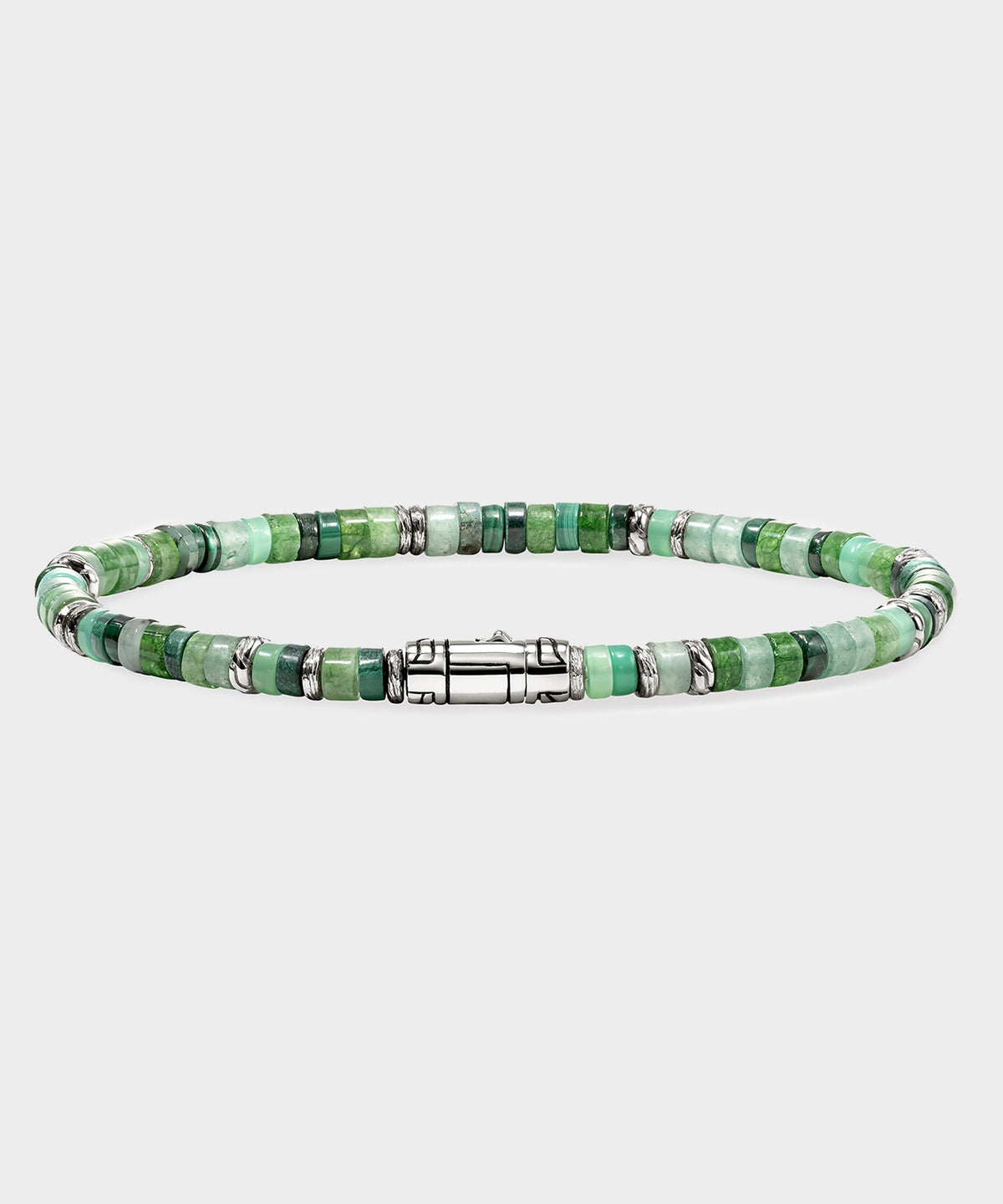 Todd Snyder John Hardy Green Emerald Sterling Silver Heishi Bracelet - Green