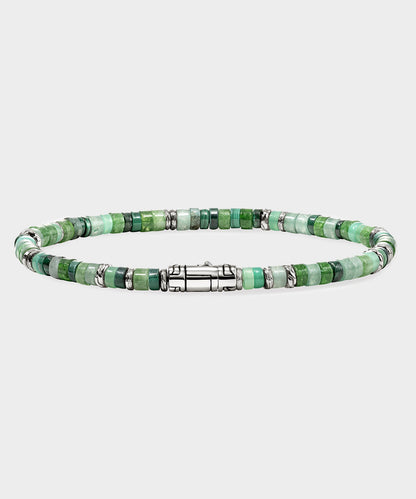 Todd Snyder John Hardy Green Emerald Sterling Silver Heishi Bracelet - Green