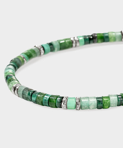 Todd Snyder John Hardy Green Emerald Sterling Silver Heishi Bracelet - Green