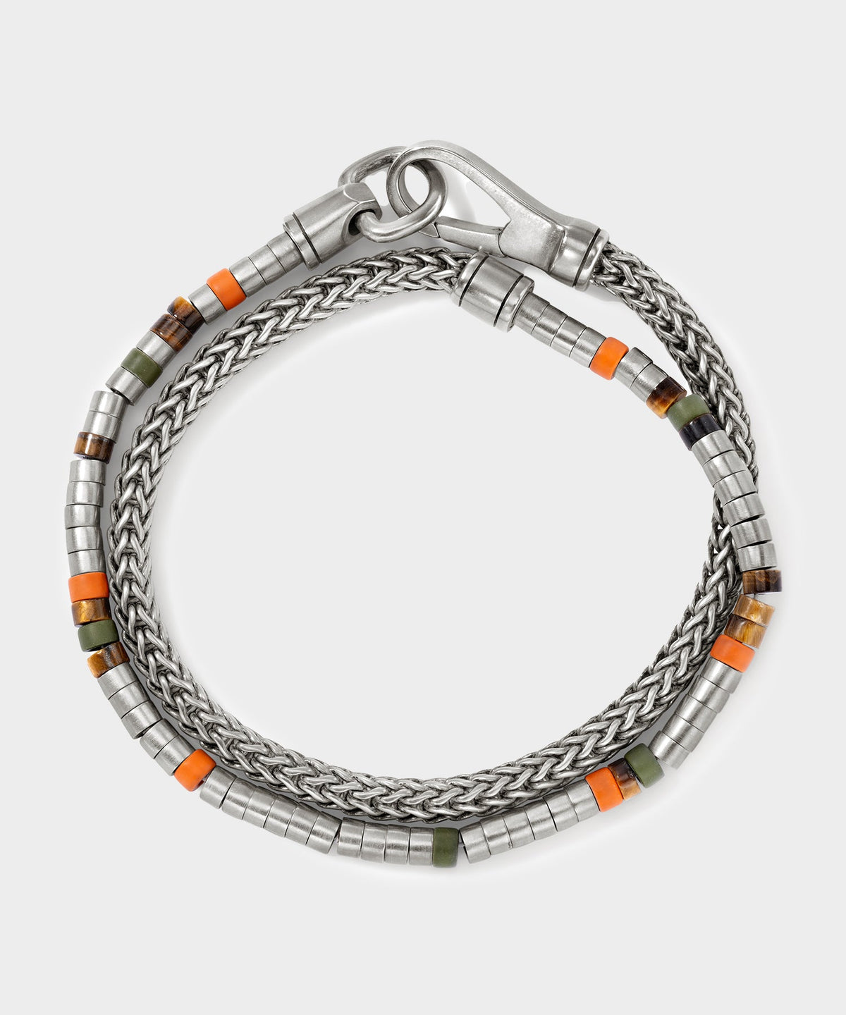 Todd Snyder Todd Snyder x John Hardy Heishi Silver Double Wrap Bracelet - Silver