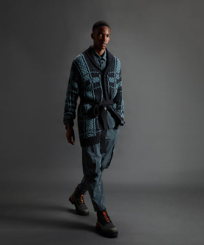 Todd Snyder Todd Snyder x Woolrich Belted Wool-Alpaca Cardigan - Stormy Sea