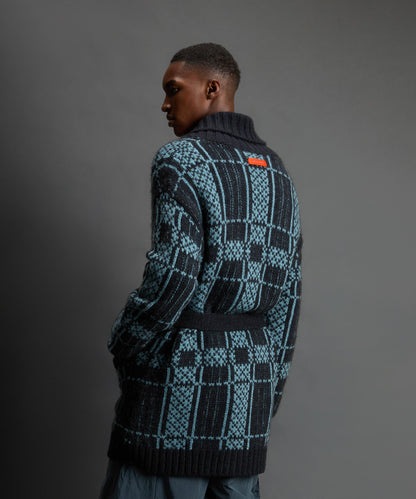 Todd Snyder Todd Snyder x Woolrich Belted Wool-Alpaca Cardigan - Stormy Sea