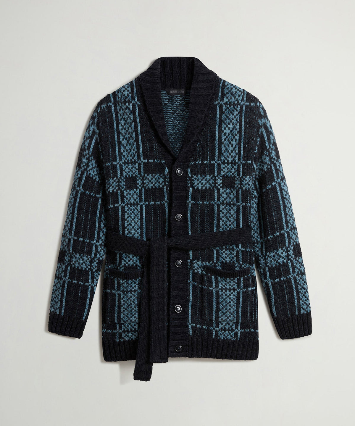 Todd Snyder Todd Snyder x Woolrich Belted Wool-Alpaca Cardigan - Stormy Sea