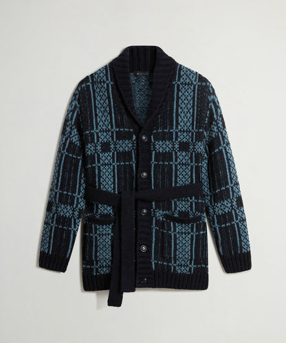 Todd Snyder Todd Snyder x Woolrich Belted Wool-Alpaca Cardigan - Stormy Sea