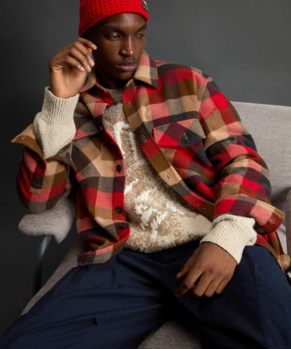 Todd Snyder Todd Snyder x Woolrich Cashmere Plaid Overshirt - Red Grey Check