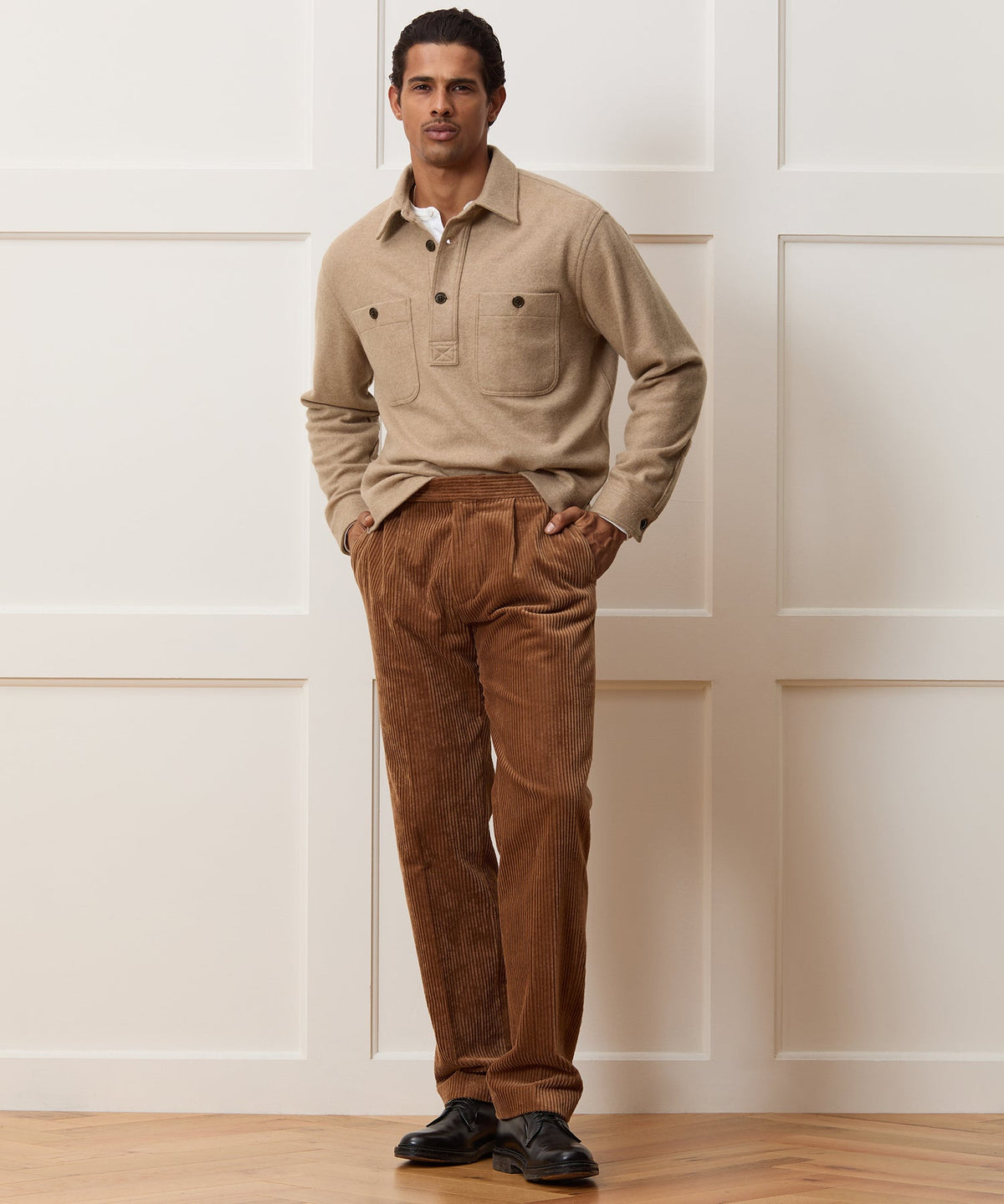 Todd Snyder Camel-Cashmere Field Polo - Camel