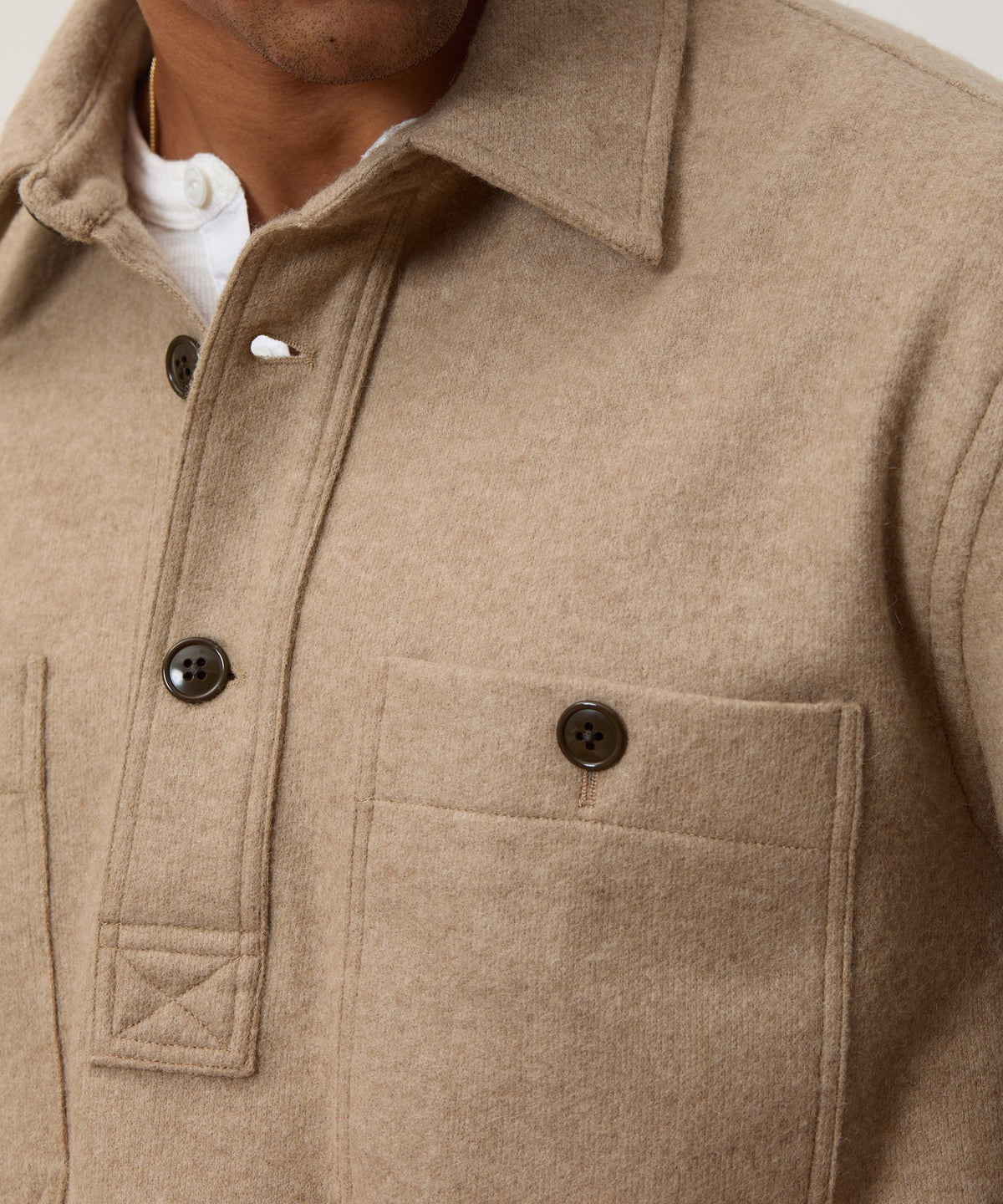 Todd Snyder Camel-Cashmere Field Polo - Camel