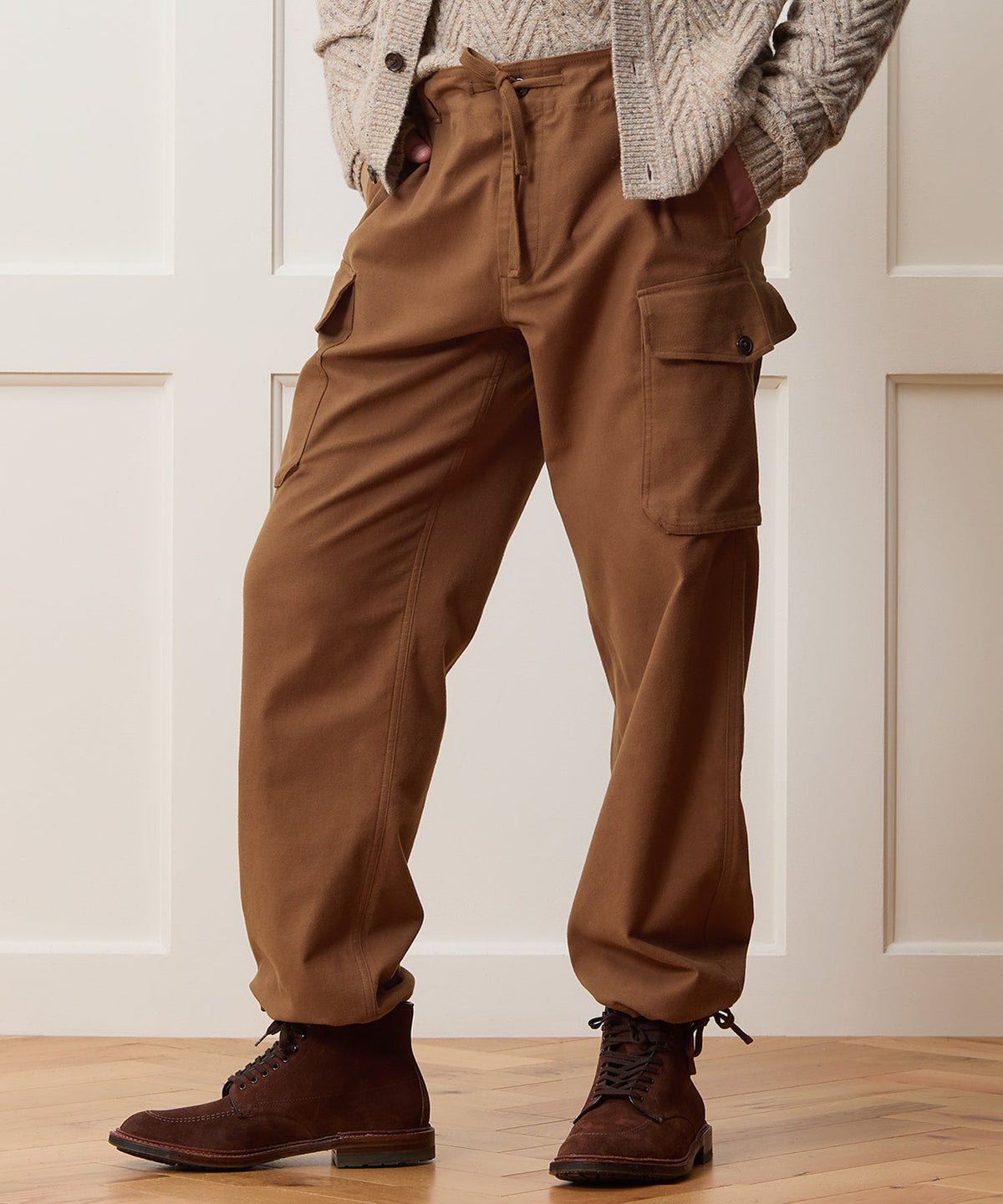 Todd Snyder Italian Moleskin Cargo Pant - Chestnut