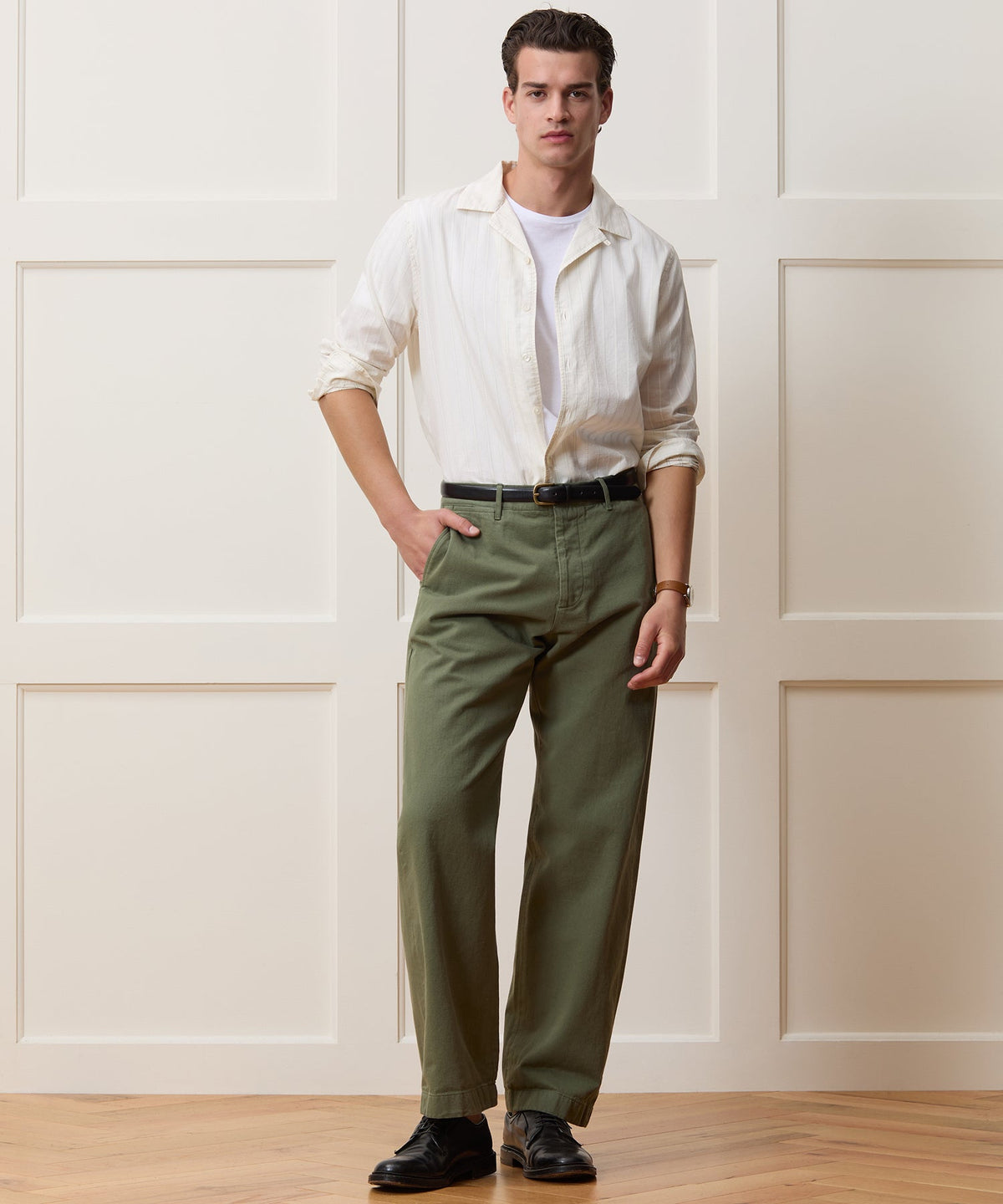 Todd Snyder Brushed Poplin Camp Collar Shirt - White
