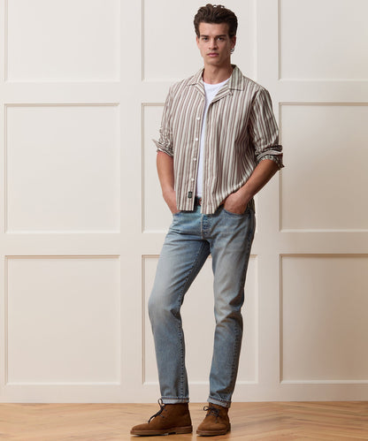 Todd Snyder Brushed Poplin Camp Collar Shirt - Brown