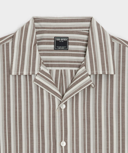 Todd Snyder Brushed Poplin Camp Collar Shirt - Brown