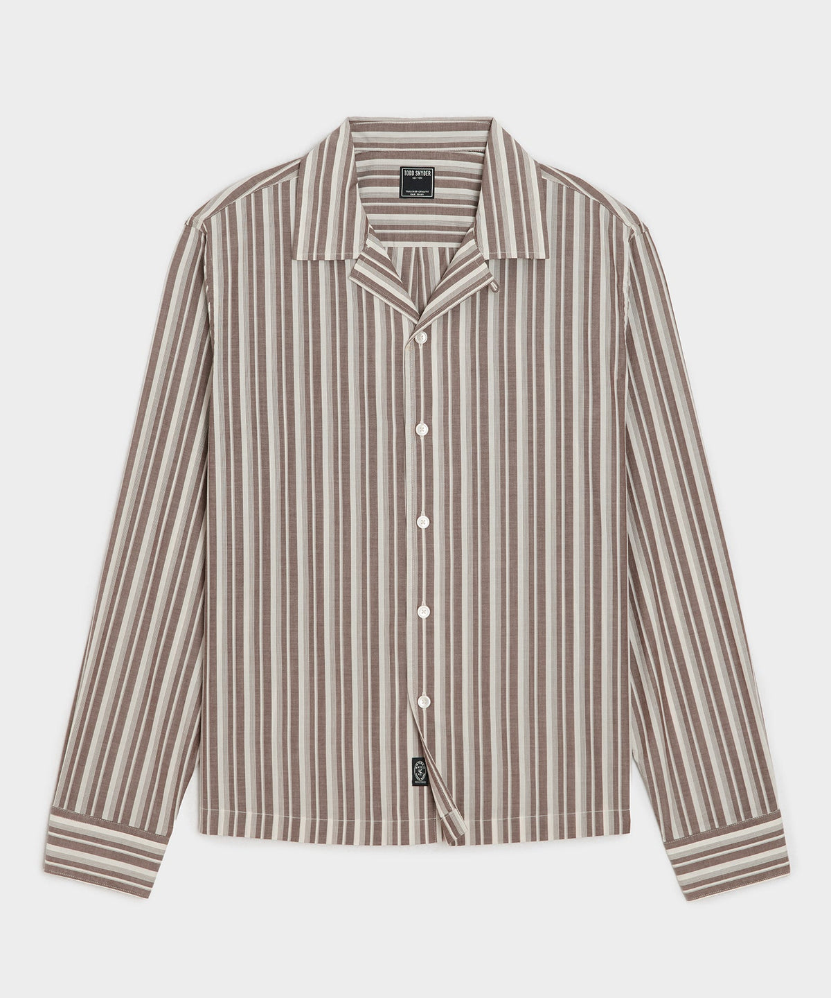 Todd Snyder Brushed Poplin Camp Collar Shirt - Brown