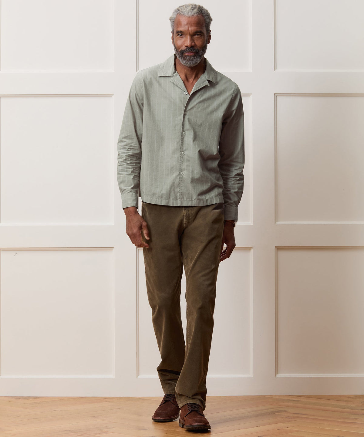 Todd Snyder Brushed Poplin Camp Collar Shirt - Green