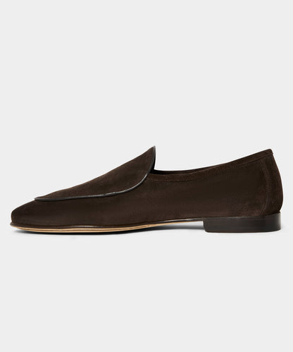 Todd Snyder Italian Suede Venetian Loafer - Dark Brown