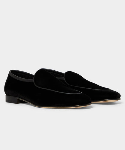 Todd Snyder Madison Velvet Venetian Loafer - Pitch Black