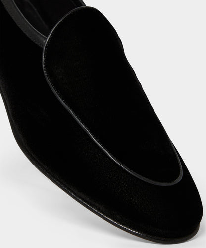Todd Snyder Madison Velvet Venetian Loafer - Pitch Black
