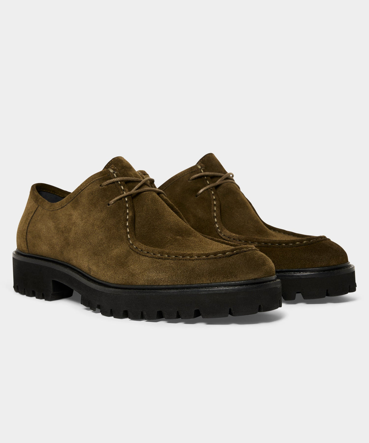 Todd Snyder Suede Derby Shoe - Olive