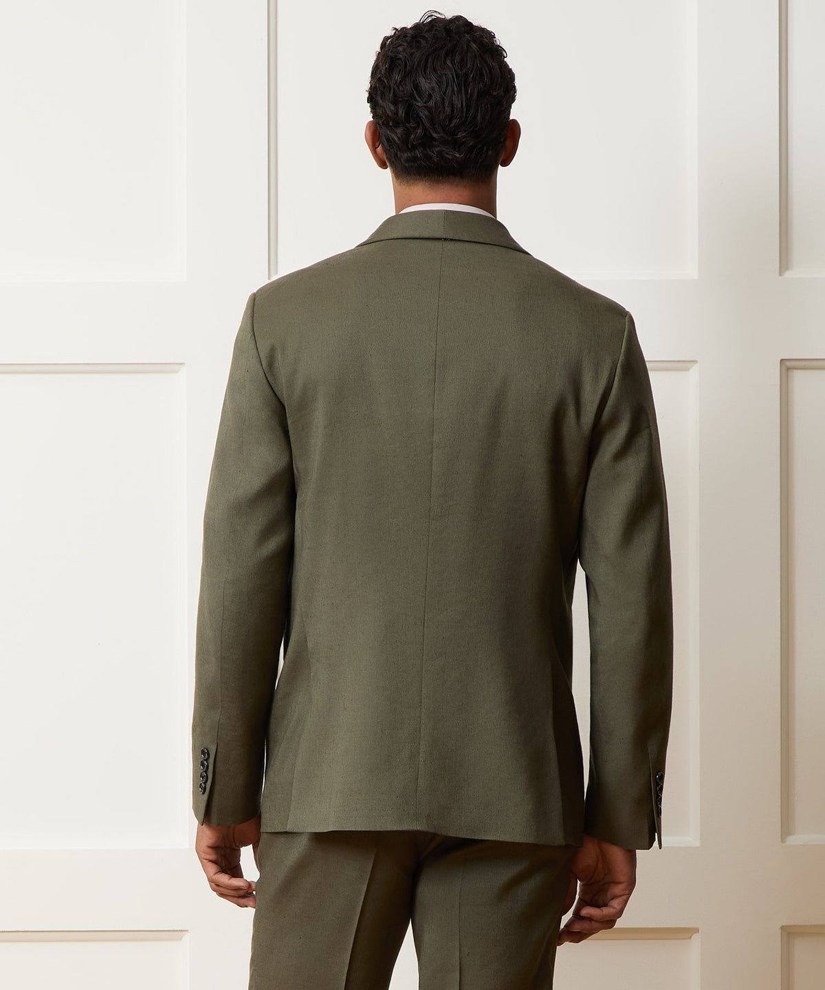 Todd Snyder Italian Linen Mohair Double-Breasted Shawl Collar Jacket - Olive