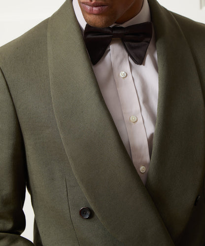 Todd Snyder Italian Linen Mohair Double-Breasted Shawl Collar Jacket - Olive