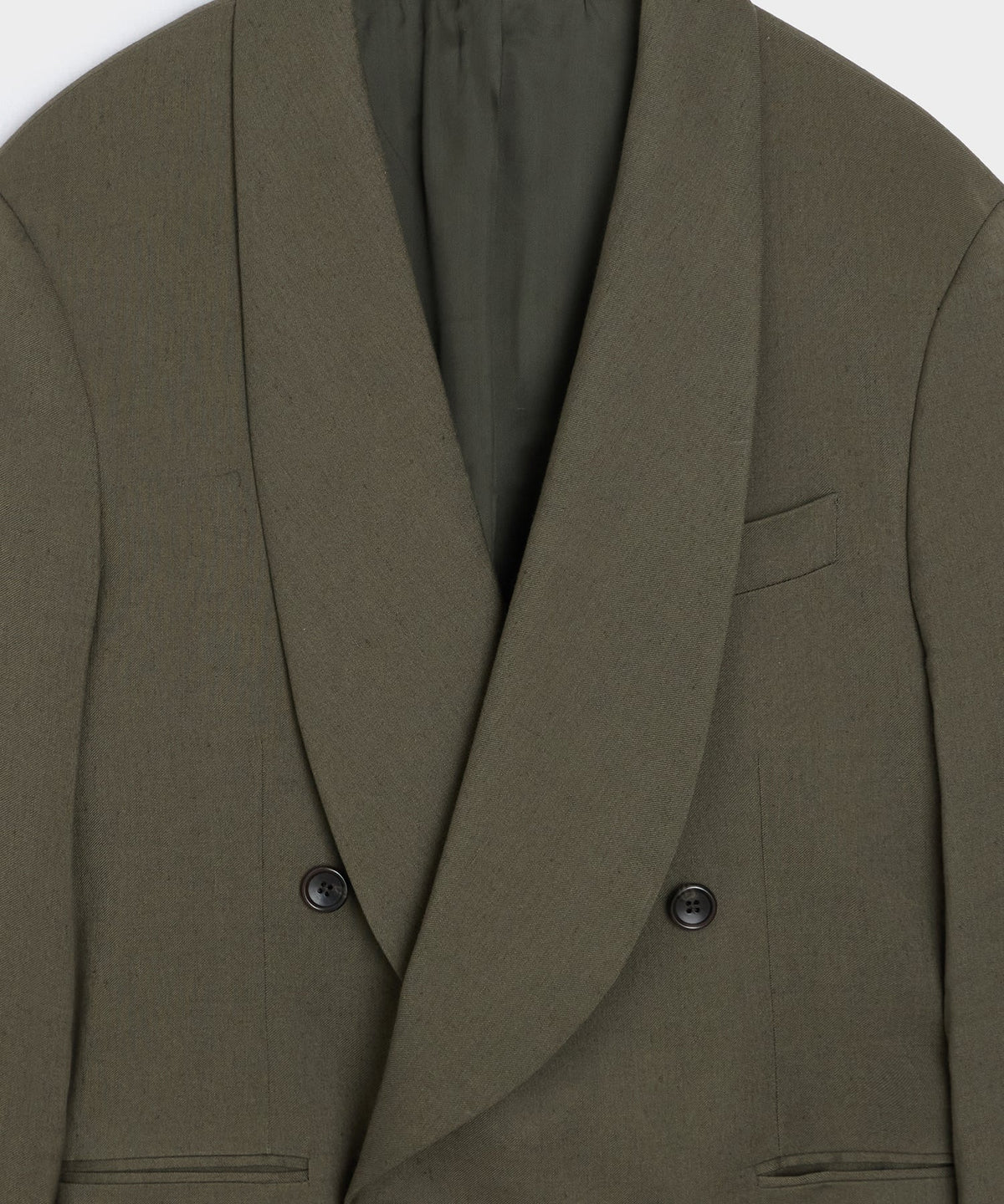Todd Snyder Italian Linen Mohair Double-Breasted Shawl Collar Jacket - Olive