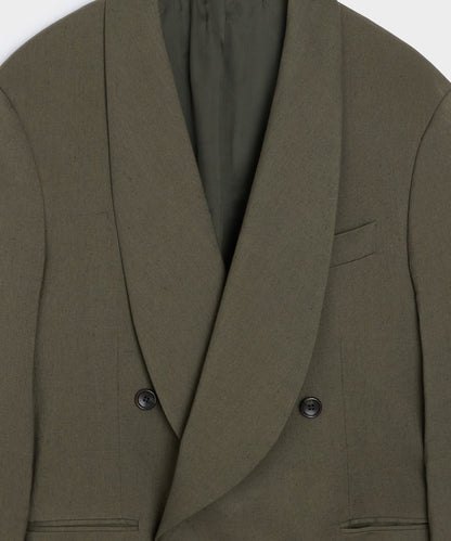 Todd Snyder Italian Linen Mohair Double-Breasted Shawl Collar Jacket - Olive