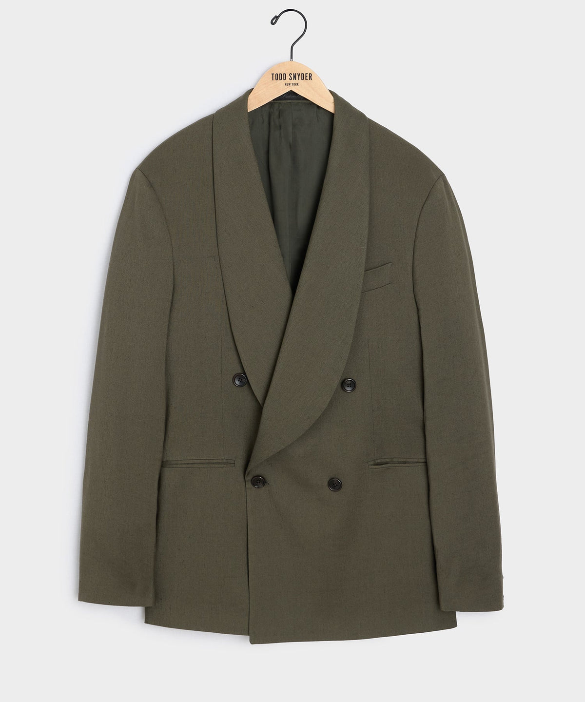 Todd Snyder Italian Linen Mohair Double-Breasted Shawl Collar Jacket - Olive