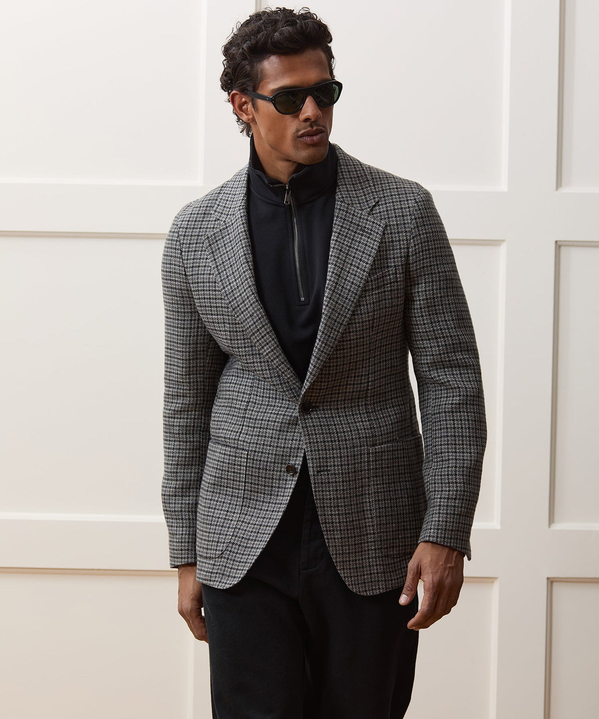 Todd Snyder Italian Linen Houndstooth Sport Coat - Charcoal