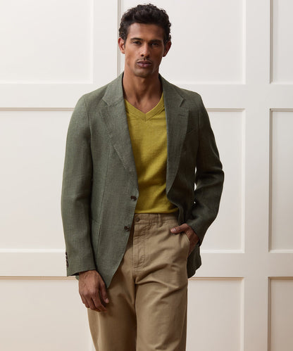 Todd Snyder Italian Linen Herringbone Sport Coat - Olive