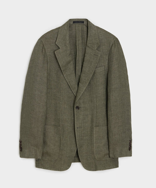 Todd Snyder Italian Linen Herringbone Sport Coat - Olive