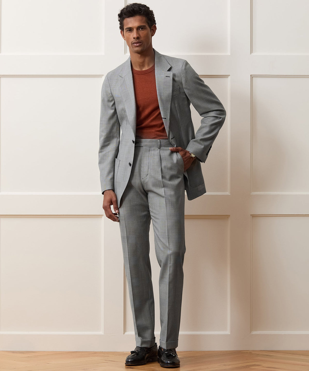 Todd Snyder Italian Wool Glen Plaid Madison Trouser - Cream
