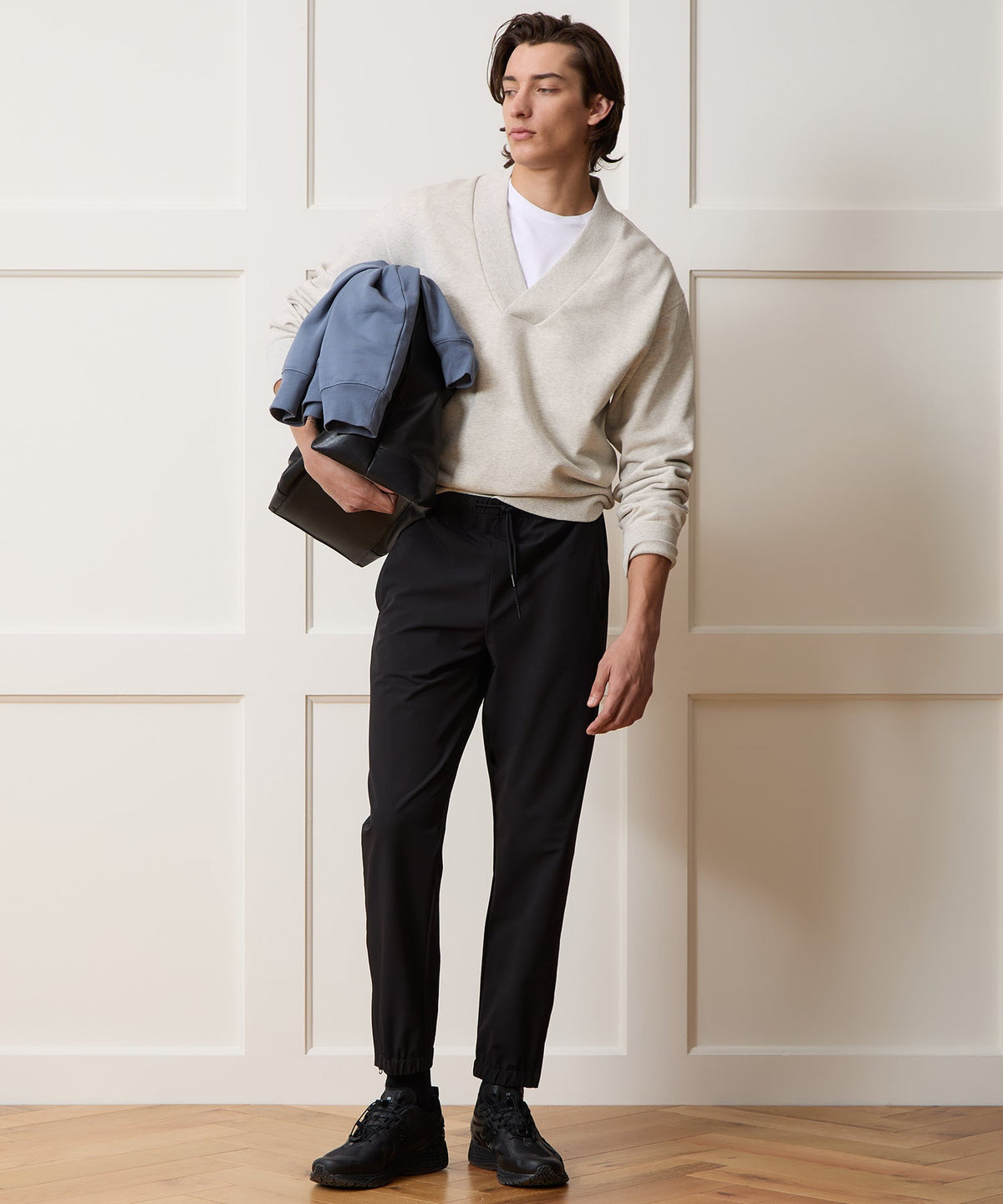 Todd Snyder Soho V-Neck Sweatshirt - Heather Beige