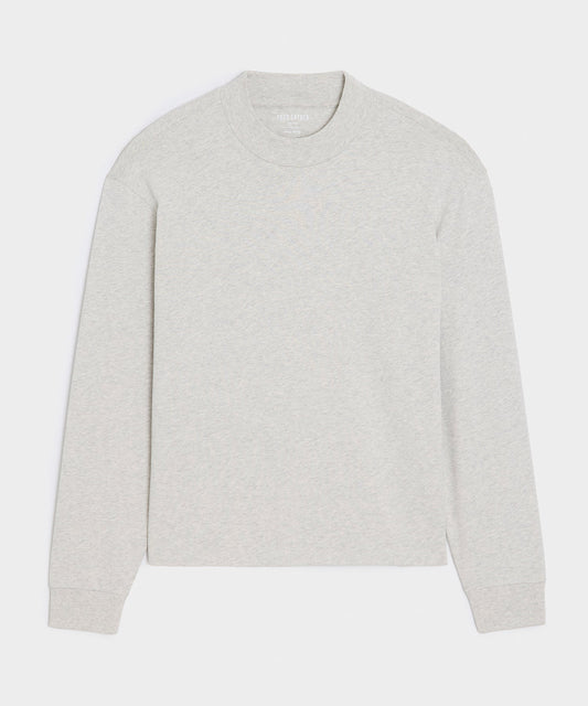 Todd Snyder Boxy Jersey Mockneck Tee - Heather Beige