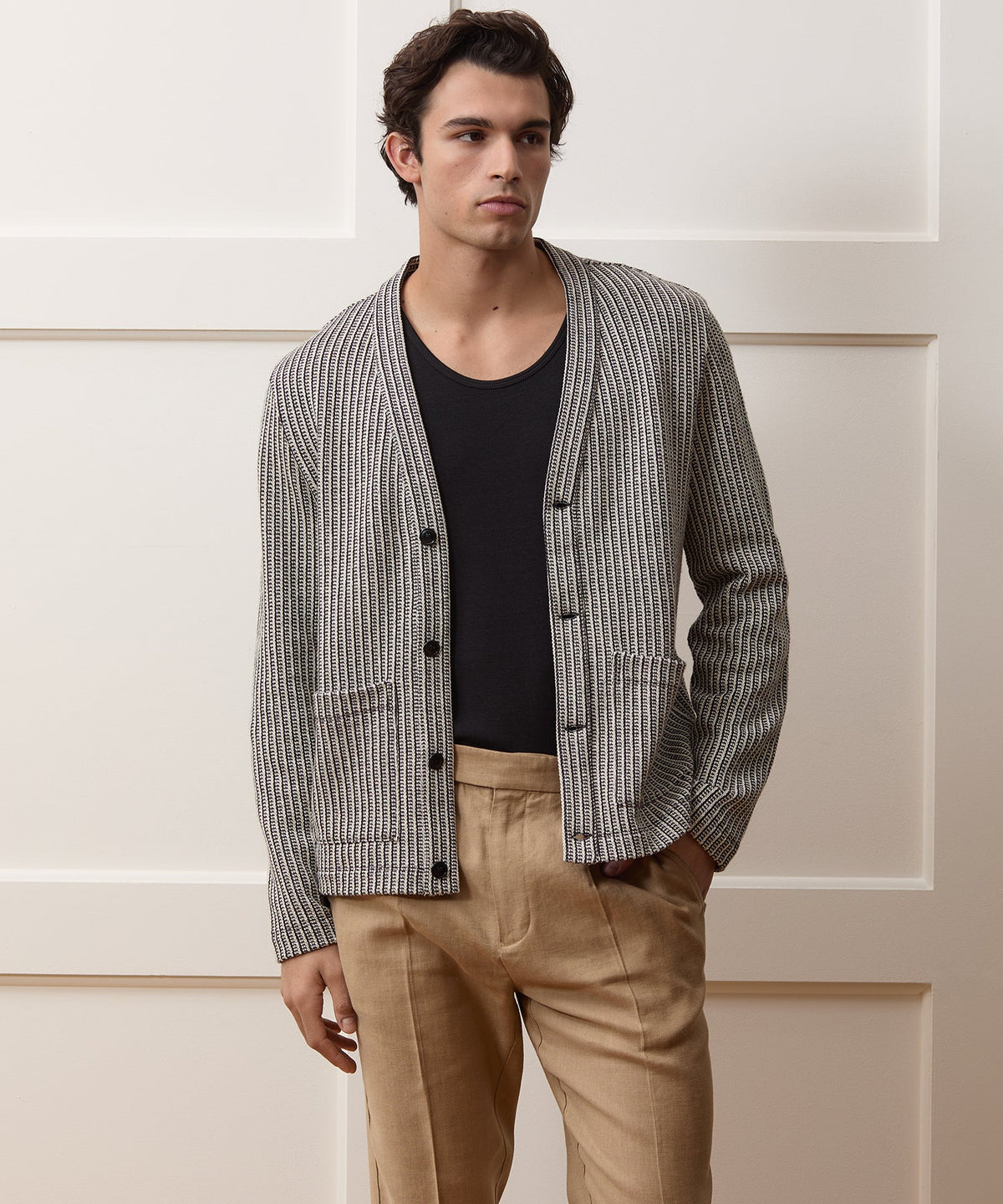 Todd Snyder Ribbed Cotton Cardigan - Black