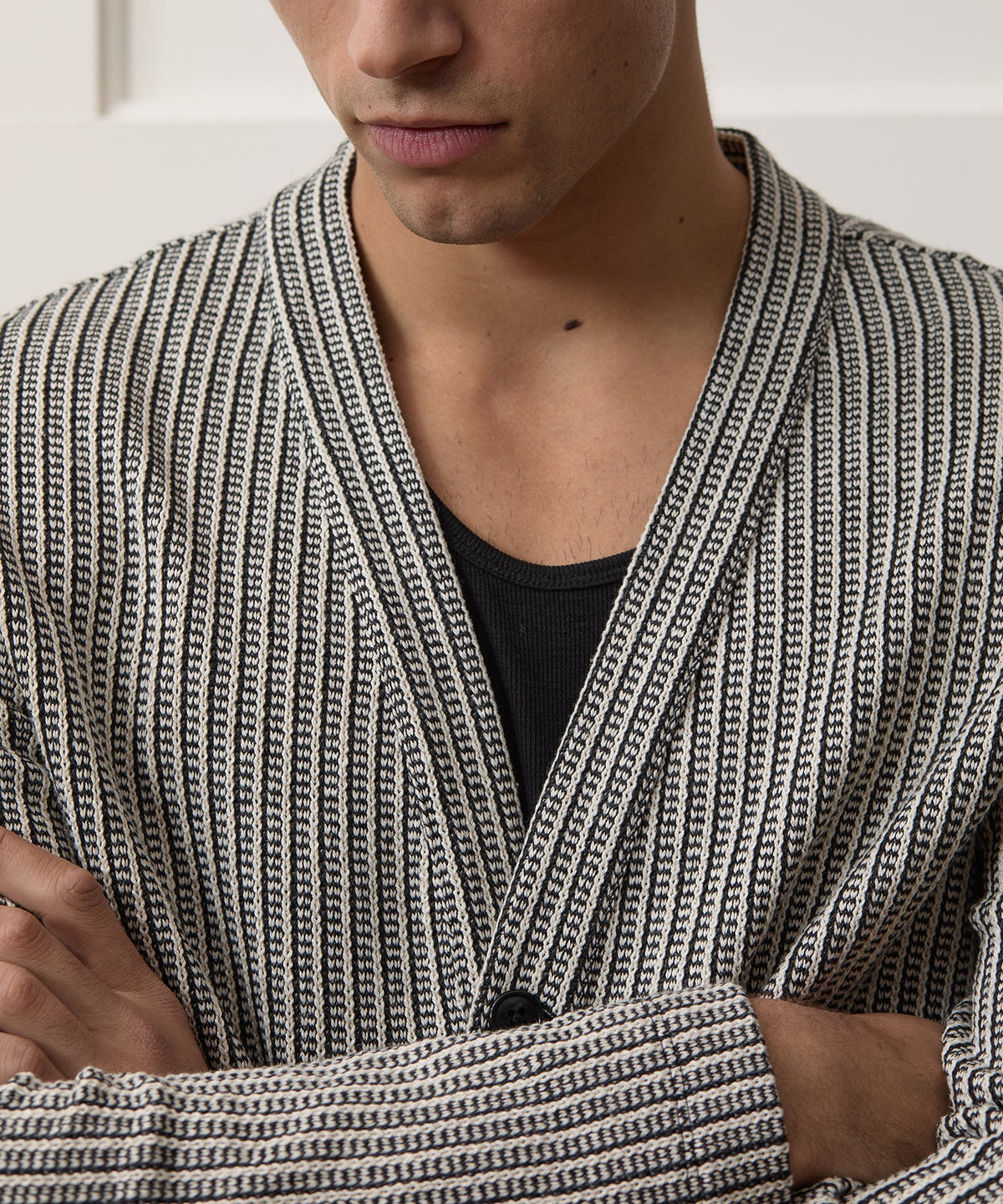 Todd Snyder Ribbed Cotton Cardigan - Black