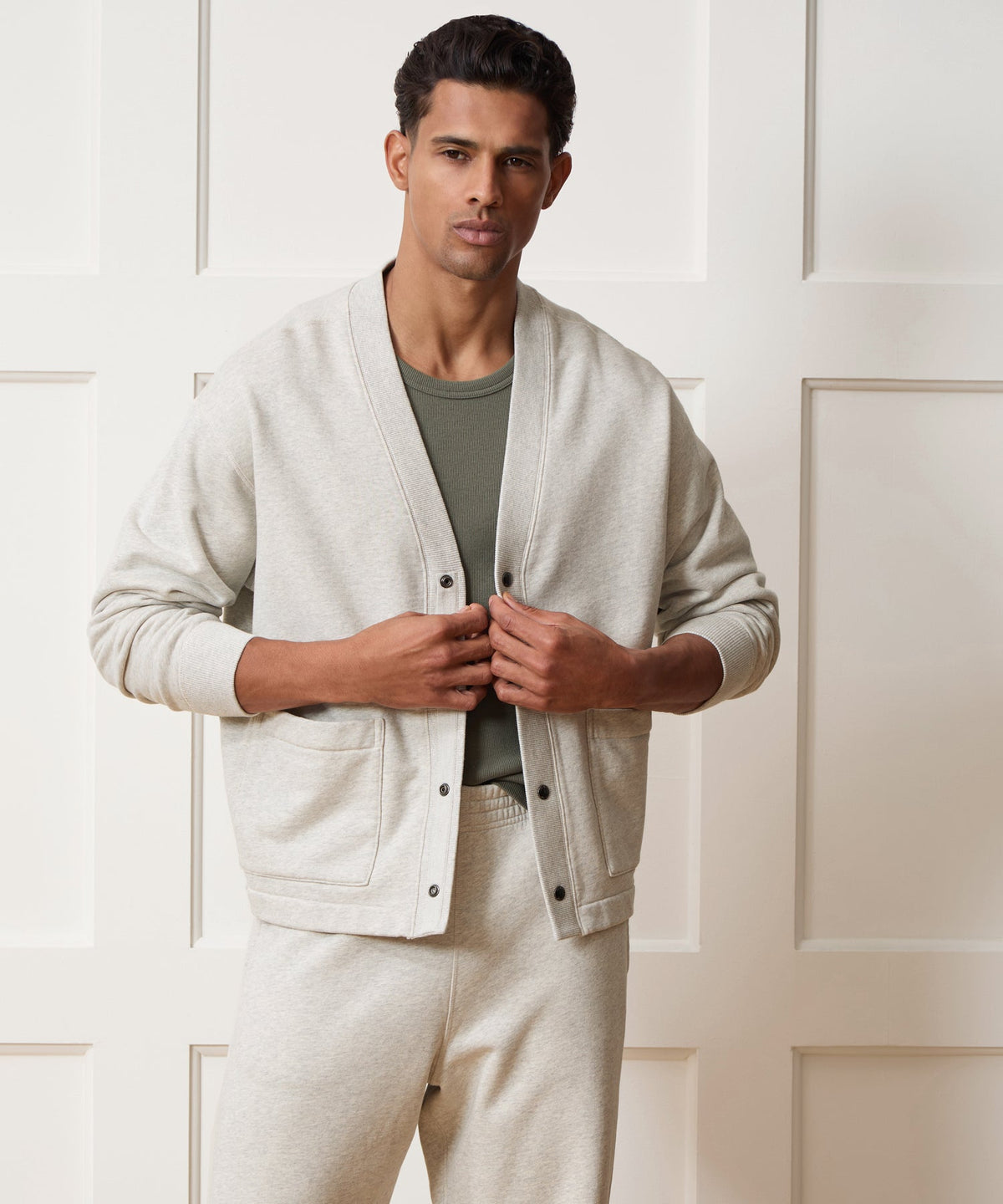 Todd Snyder Soho Cardigan Sweatshirt - Heather Beige