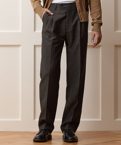Todd Snyder Italian Wool-Linen Pinstripe Wythe Trouser - Brown