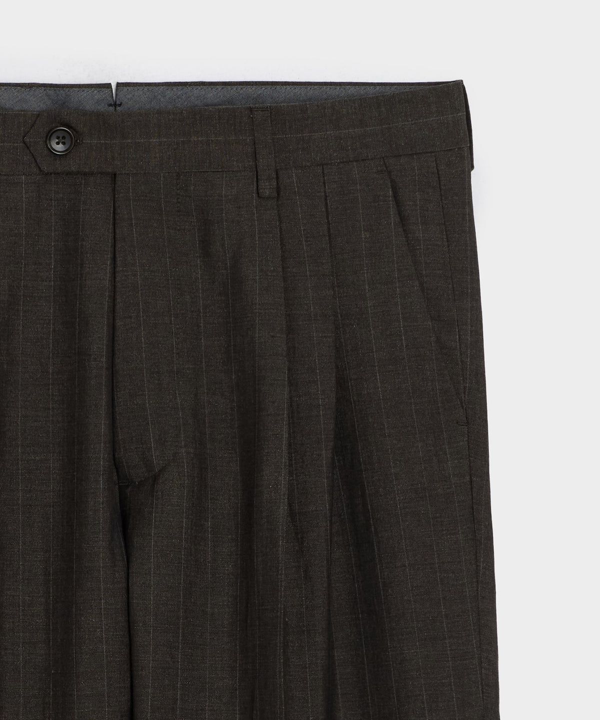 Todd Snyder Italian Wool-Linen Pinstripe Wythe Trouser - Brown