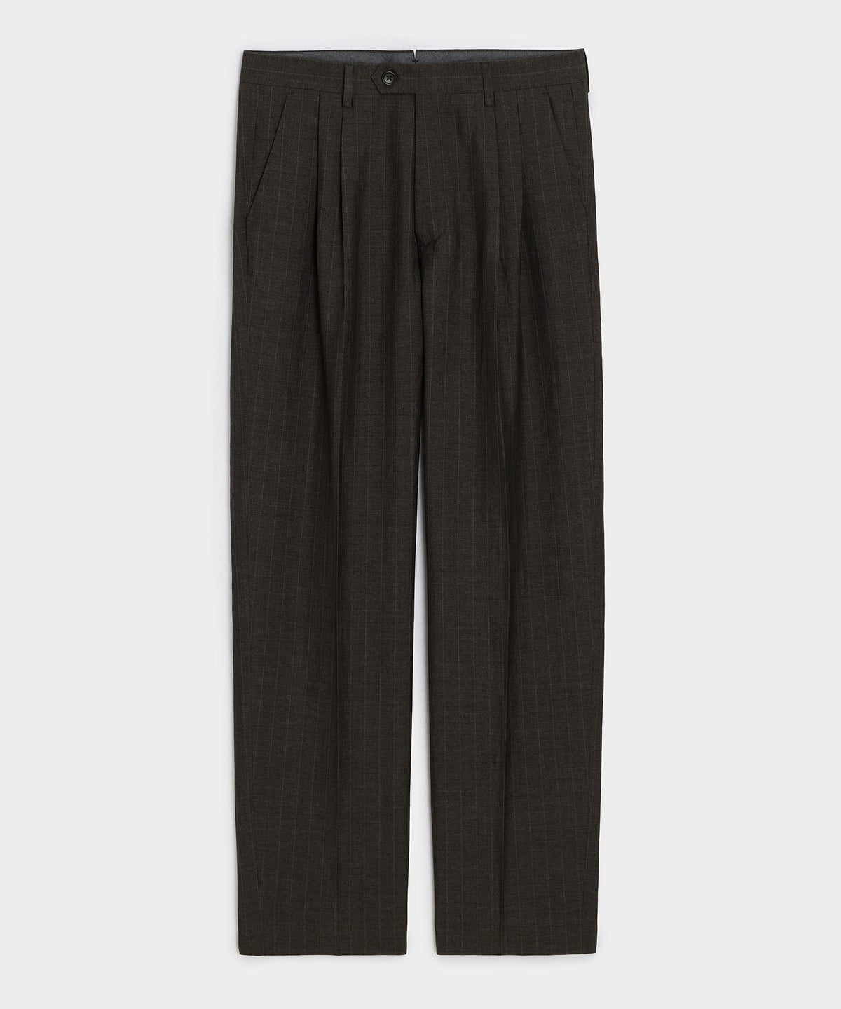Todd Snyder Italian Wool-Linen Pinstripe Wythe Trouser - Brown