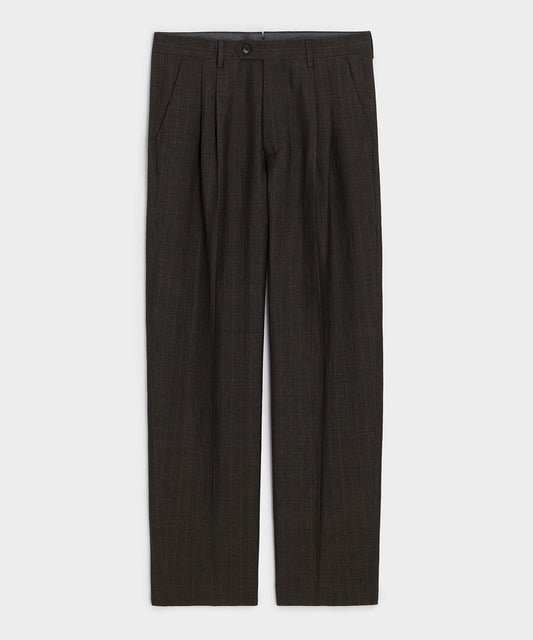 Todd Snyder Italian Wool-Linen Pinstripe Wythe Trouser - Brown
