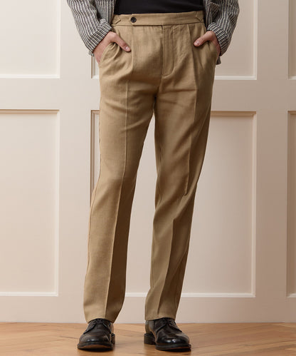Todd Snyder Italian Linen Side Tab Trouser - Khaki