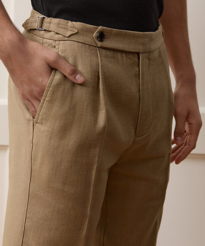 Todd Snyder Italian Linen Side Tab Trouser - Khaki