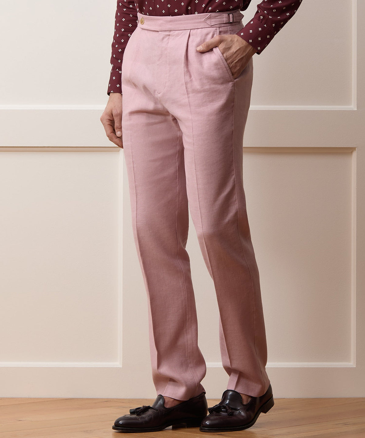 Todd Snyder Italian Linen Side Tab Trouser - Pink