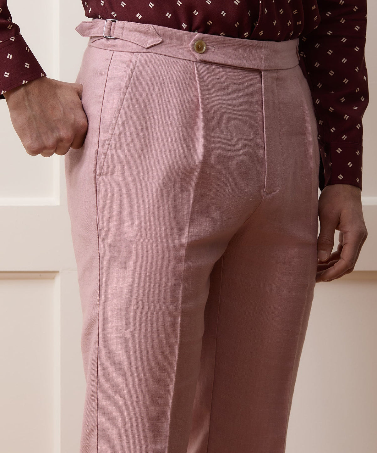 Todd Snyder Italian Linen Side Tab Trouser - Pink
