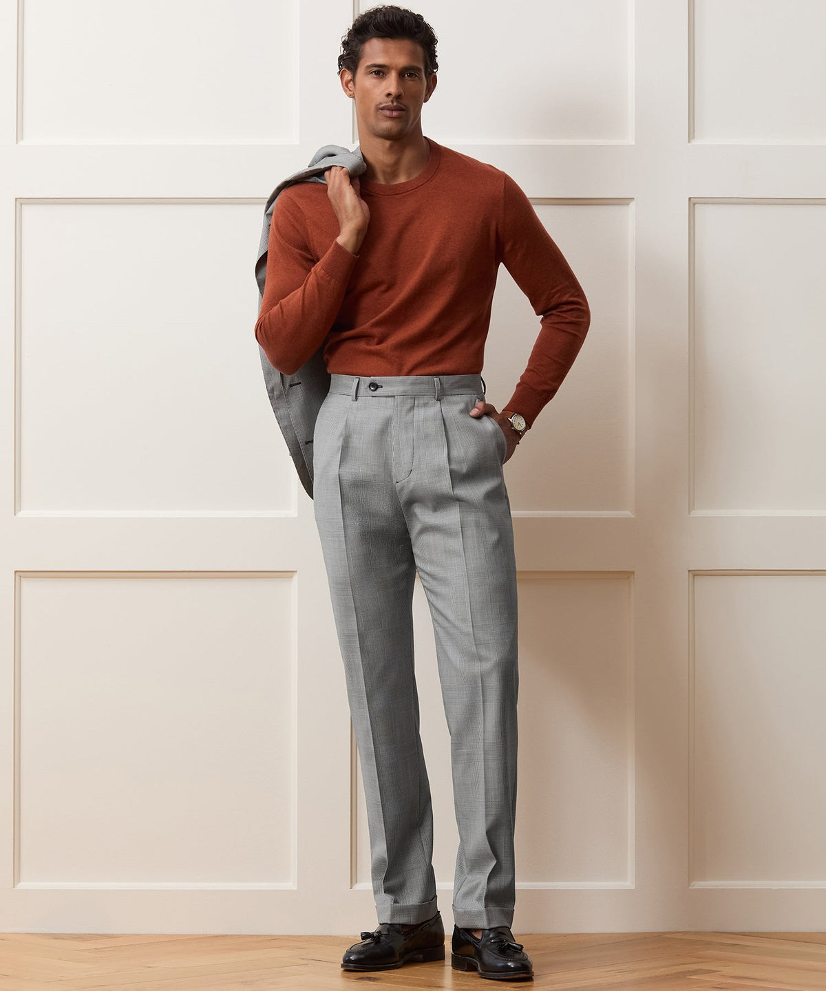 Todd Snyder Italian Wool Glen Plaid Madison Trouser - Cream