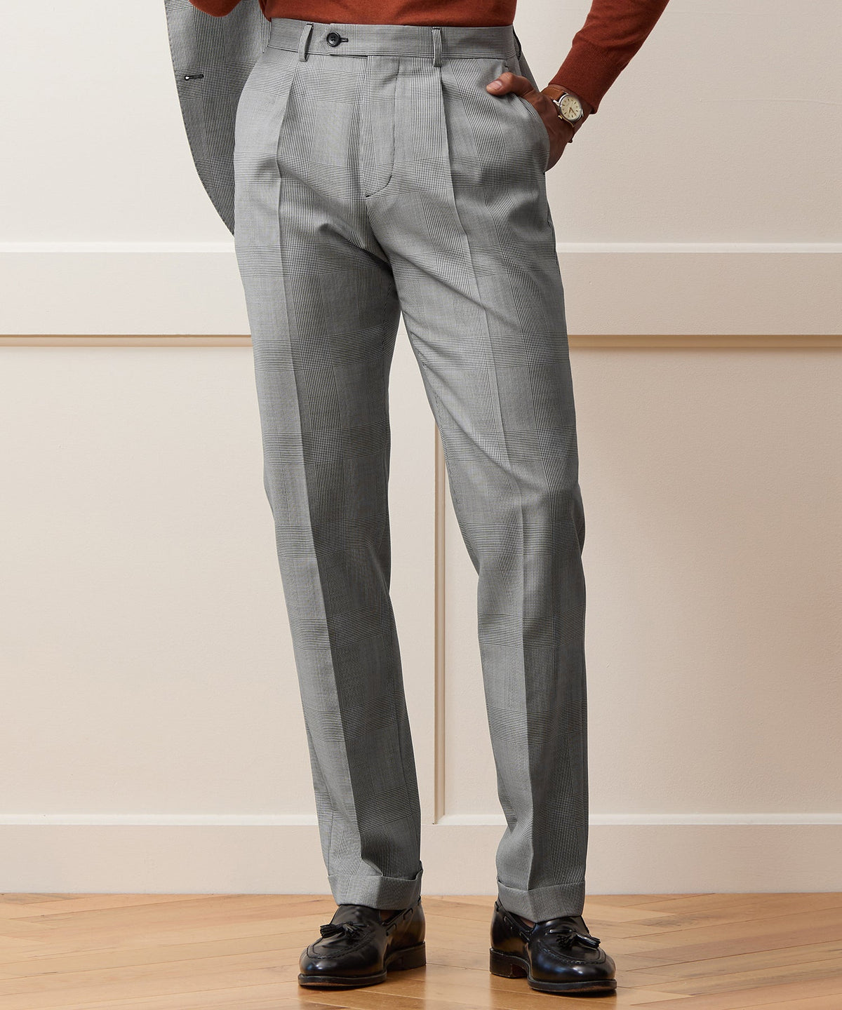 Todd Snyder Italian Wool Glen Plaid Madison Trouser - Cream